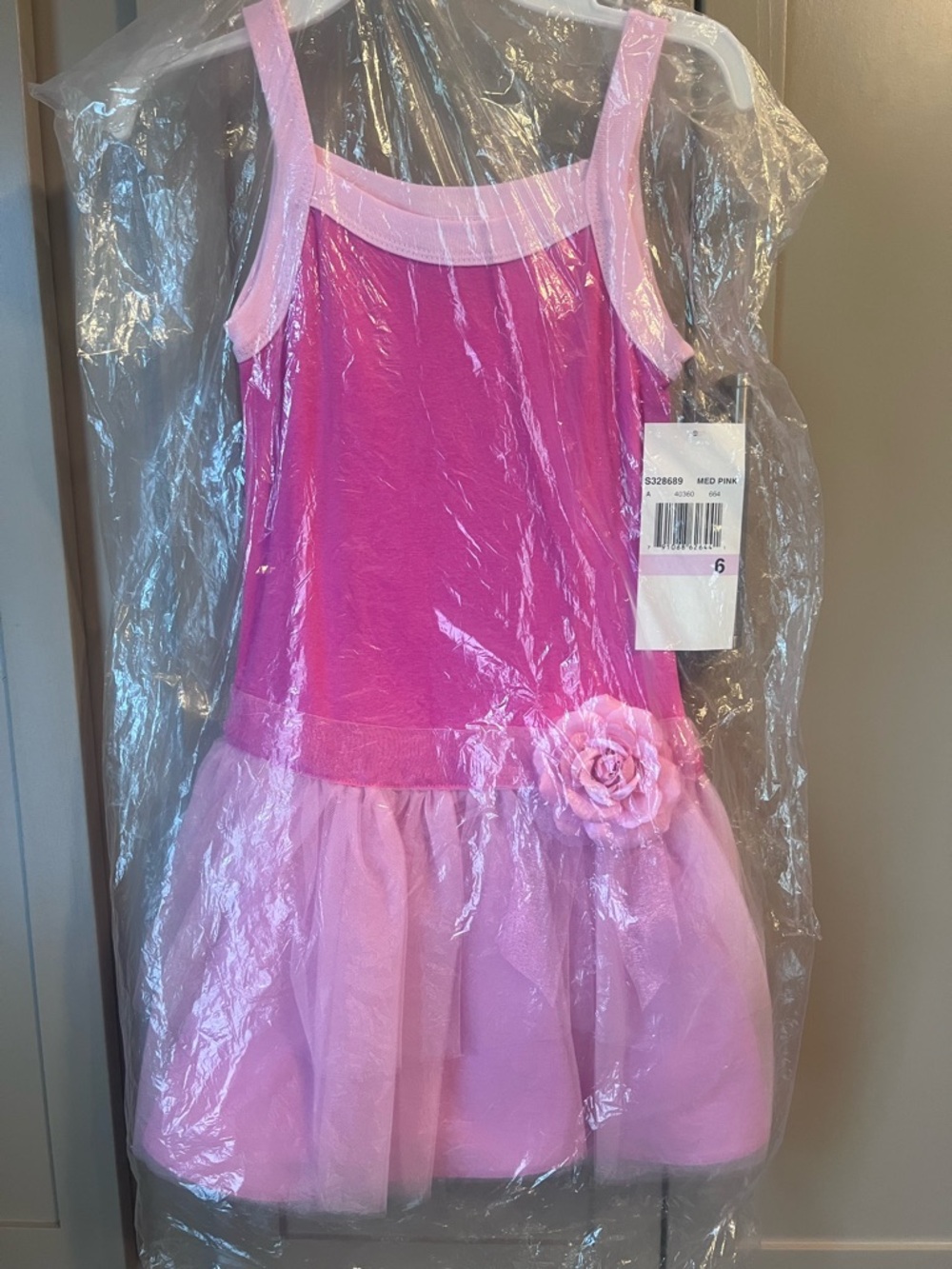 Rare Editions Girls Pink Tutu Dress with Flower Accent - Size 6 - NWT